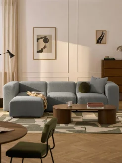 Westwing Collection Modulares Bouclé-Sofa Lena (4-Sitzer) mit Hocker (links/rechts)