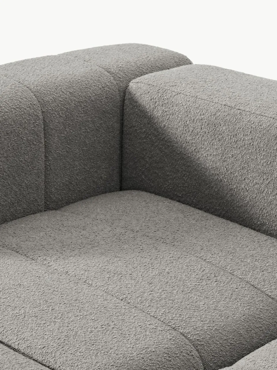 Westwing Collection Modulares Bouclé-Sofa Lena (4-Sitzer) mit Hocker (links/rechts)