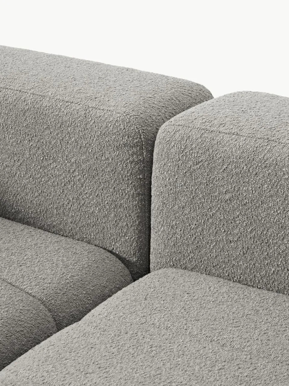 Westwing Collection Modulares Bouclé-Sofa Lena (4-Sitzer) mit Hocker (links/rechts)