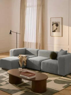 Westwing Collection Modulares Bouclé-Sofa Lena (4-Sitzer) mit Hocker (links/rechts)