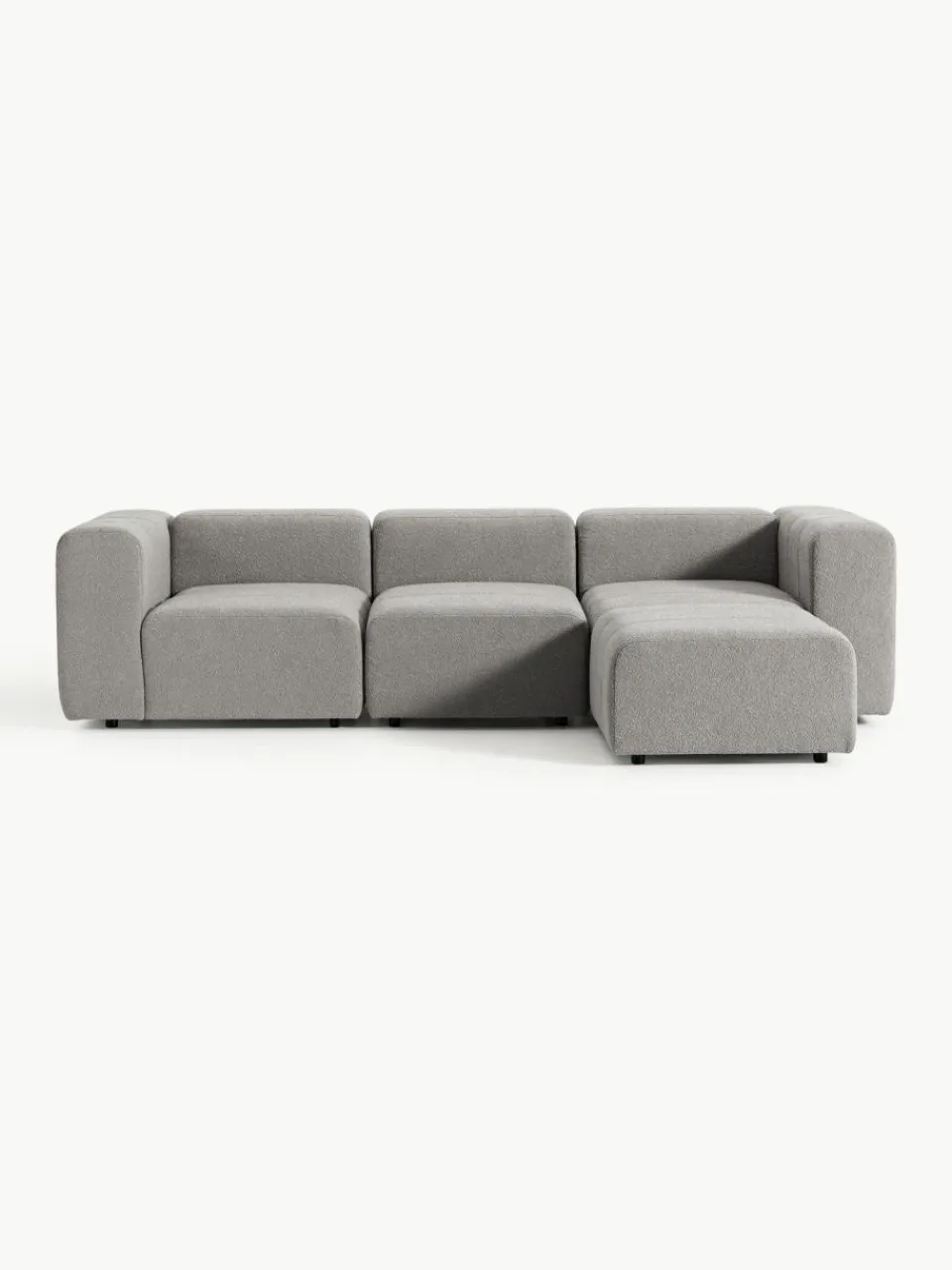 Westwing Collection Modulares Bouclé-Sofa Lena (4-Sitzer) mit Hocker (links/rechts)