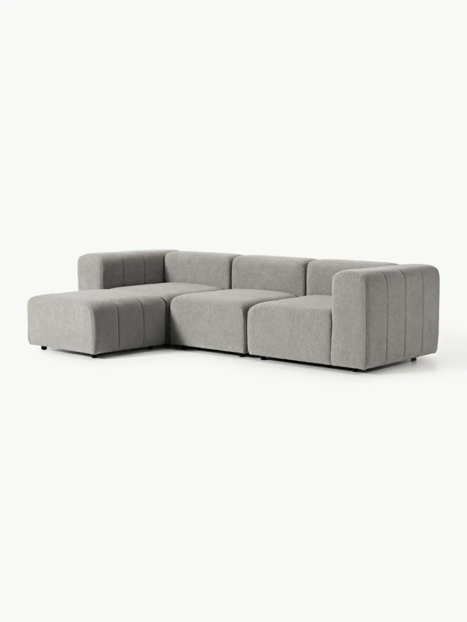Westwing Collection Modulares Bouclé-Sofa Lena (4-Sitzer) mit Hocker (links/rechts)