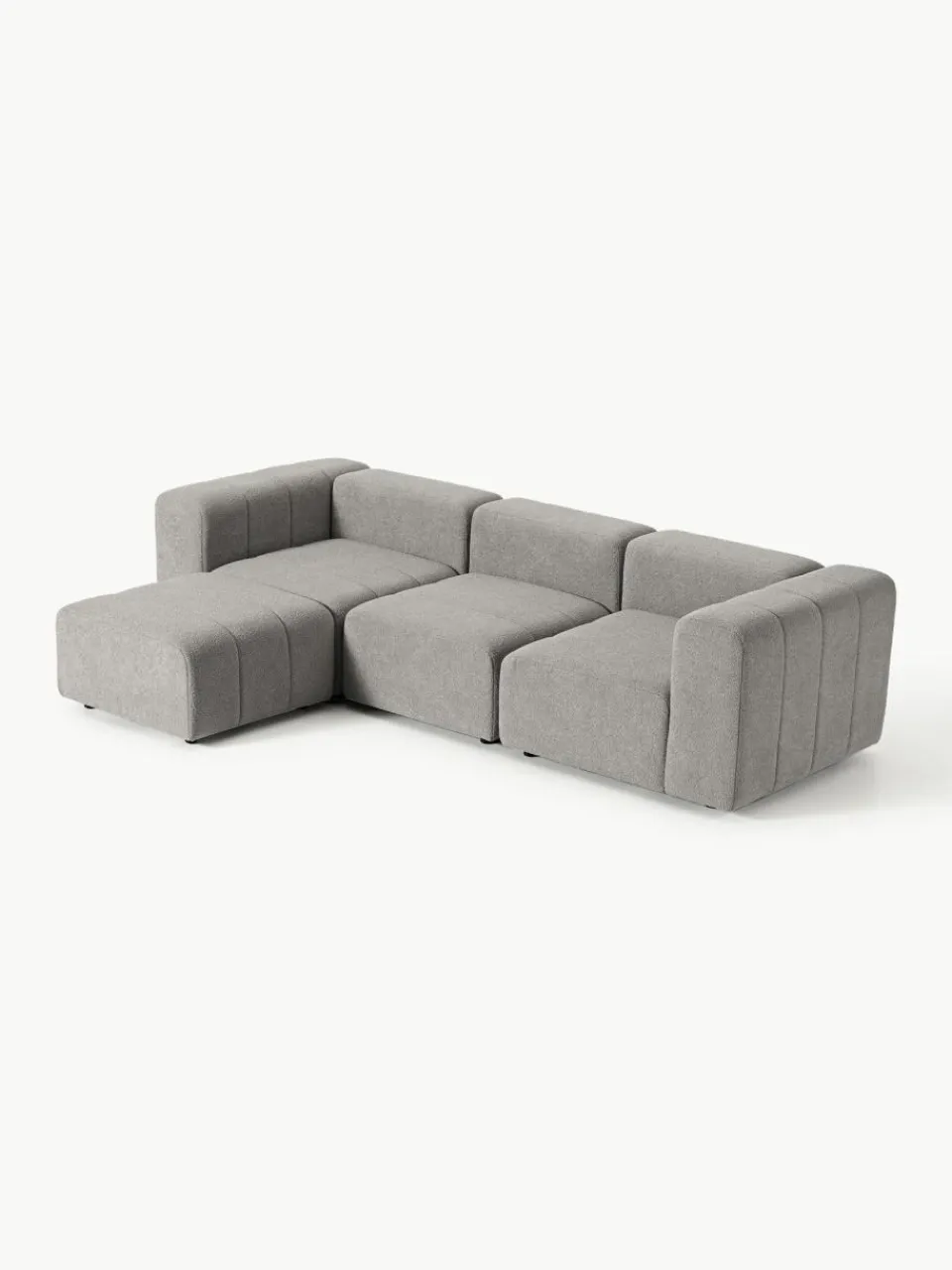 Westwing Collection Modulares Bouclé-Sofa Lena (4-Sitzer) mit Hocker (links/rechts)