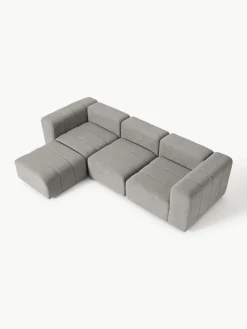 Westwing Collection Modulares Bouclé-Sofa Lena (4-Sitzer) mit Hocker (links/rechts)