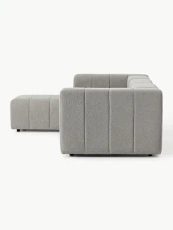 Westwing Collection Modulares Bouclé-Sofa Lena (4-Sitzer) mit Hocker (links/rechts)