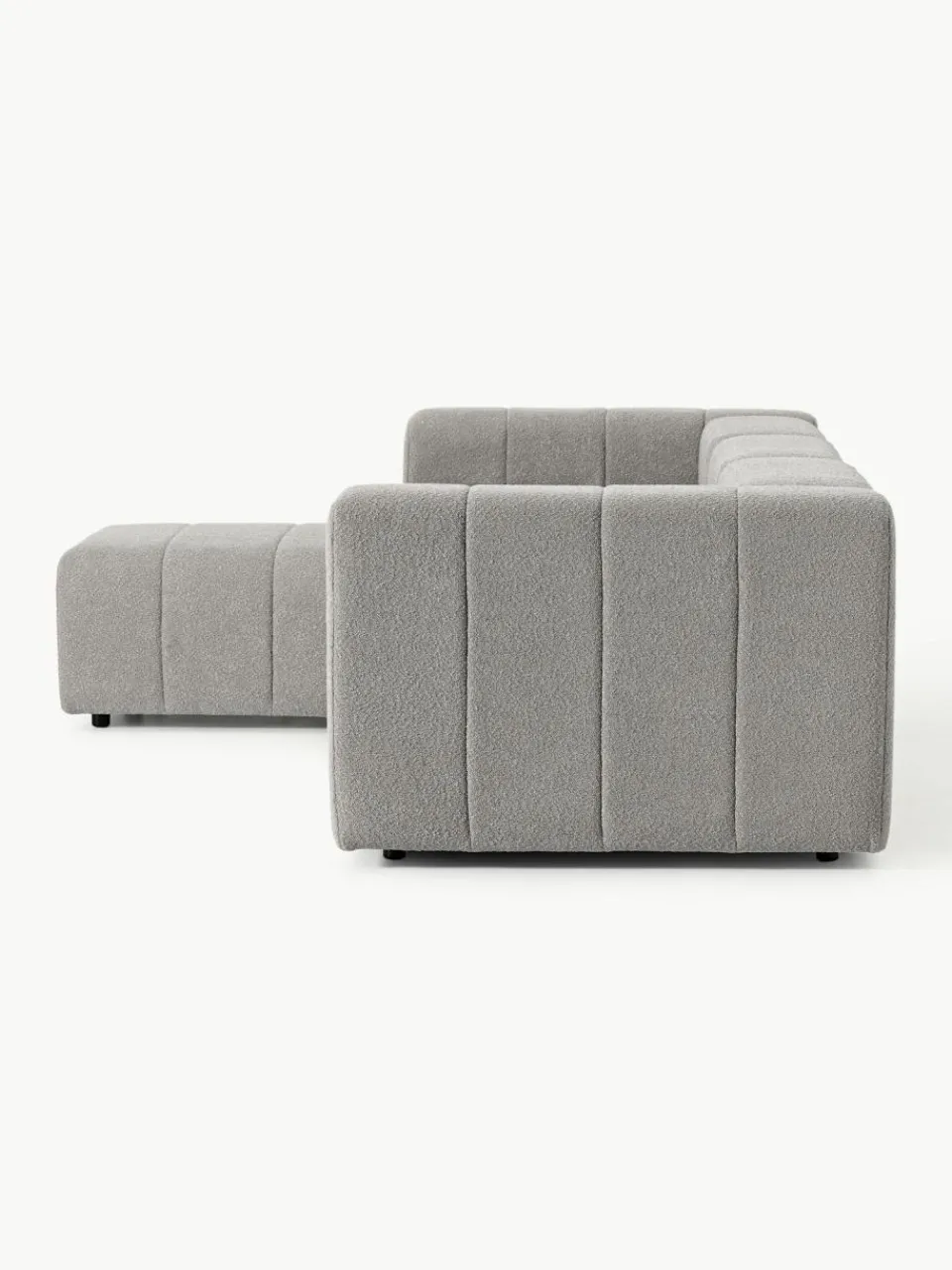 Westwing Collection Modulares Bouclé-Sofa Lena (4-Sitzer) mit Hocker (links/rechts)