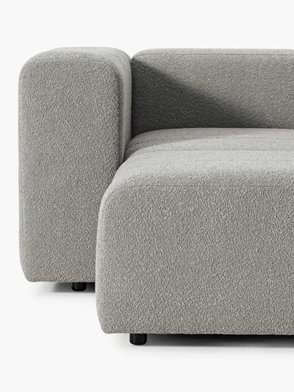 Westwing Collection Modulares Bouclé-Sofa Lena (4-Sitzer) mit Hocker (links/rechts)