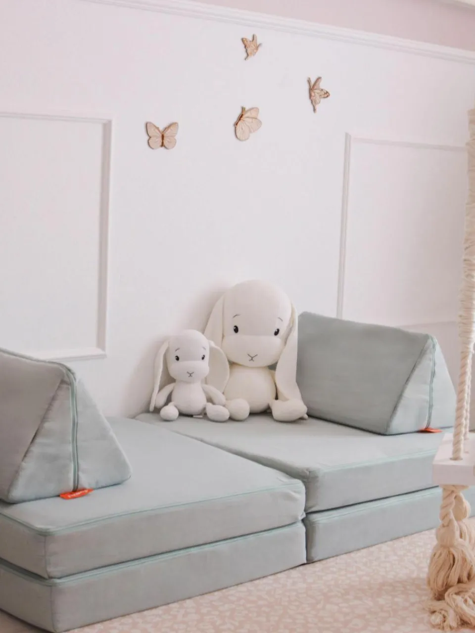 Kinder Funzy Modulares Kinder-Spielsofa Mila aus Samt, handgefertigt