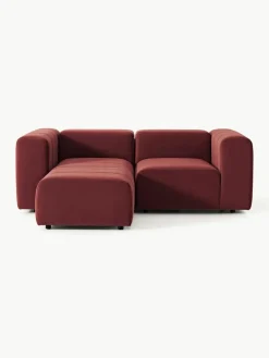 Westwing Collection Modulares Samt-Sofa Lena (3-Sitzer) mit Hocker (links/rechts)