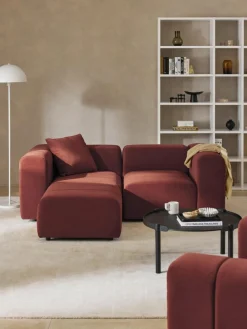 Westwing Collection Modulares Samt-Sofa Lena (3-Sitzer) mit Hocker (links/rechts)