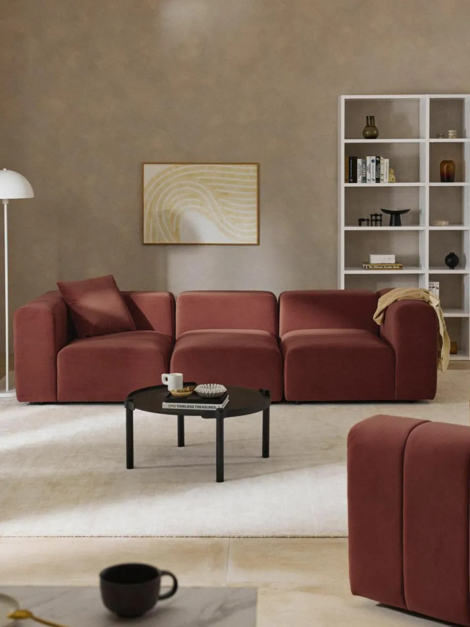 Westwing Collection Modulares Samt-Sofa Lena (4-Sitzer)