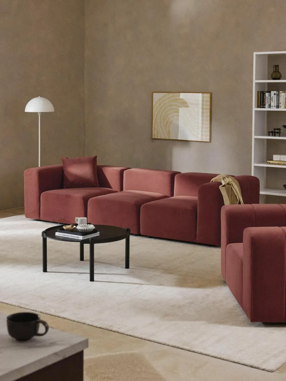 Westwing Collection Modulares Samt-Sofa Lena (4-Sitzer)