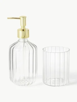 Westwing Collection Mundgeblasene Bad-Accessoires Nicole, 2er-Set