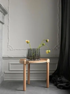 Cooee Design Mundgeblasene Glas-Vase Gry mit strukturierter Oberfläche, H 19 cm