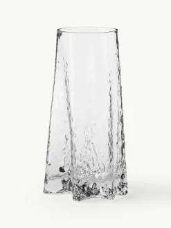 Cooee Design Mundgeblasene Glas-Vase Gry mit strukturierter Oberfläche, H 30 cm