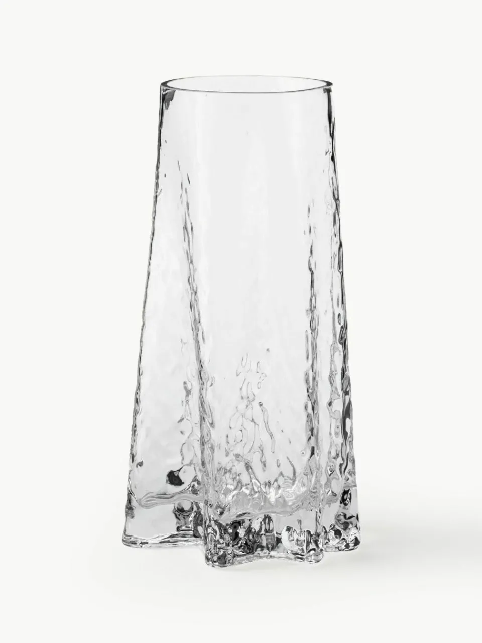 Cooee Design Mundgeblasene Glas-Vase Gry mit strukturierter Oberfläche, H 30 cm