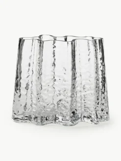 Cooee Design Mundgeblasene Glas-Vase Gry mit strukturierter Oberfläche, H 19 cm