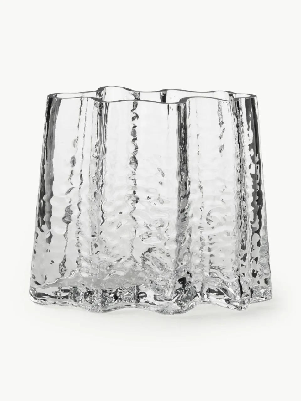 Cooee Design Mundgeblasene Glas-Vase Gry mit strukturierter Oberfläche, H 19 cm