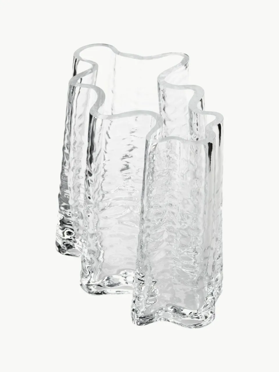 Cooee Design Mundgeblasene Glas-Vase Gry mit strukturierter Oberfläche, H 19 cm