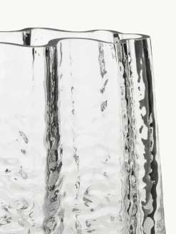 Cooee Design Mundgeblasene Glas-Vase Gry mit strukturierter Oberfläche, H 19 cm