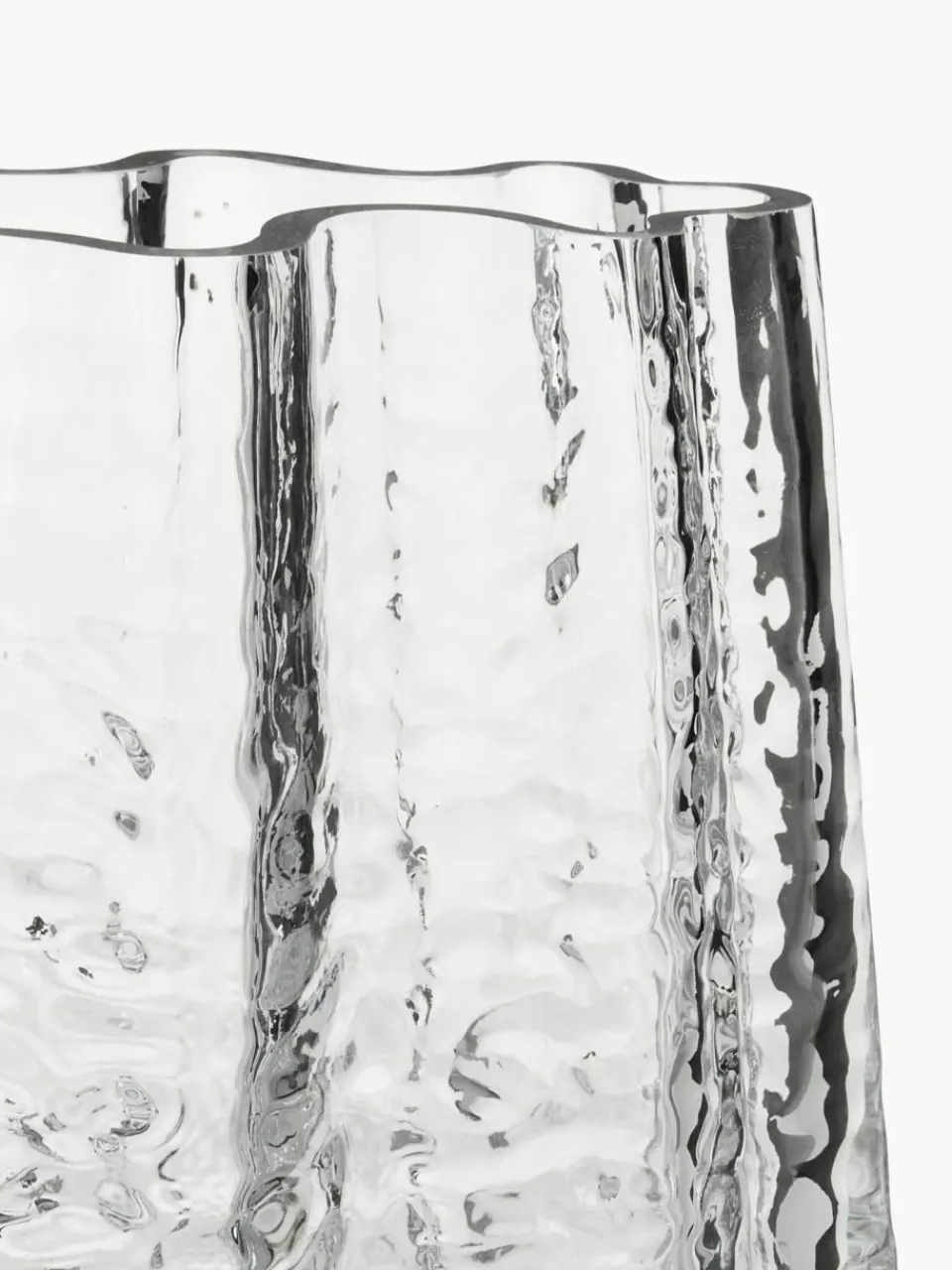 Cooee Design Mundgeblasene Glas-Vase Gry mit strukturierter Oberfläche, H 19 cm