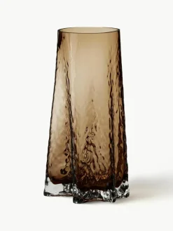 Cooee Design Mundgeblasene Glas-Vase Gry mit strukturierter Oberfläche, H 30 cm