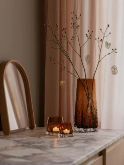 Cooee Design Mundgeblasene Glas-Vase Gry mit strukturierter Oberfläche, H 30 cm