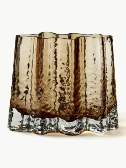 Cooee Design Mundgeblasene Glas-Vase Gry mit strukturierter Oberfläche, H 19 cm