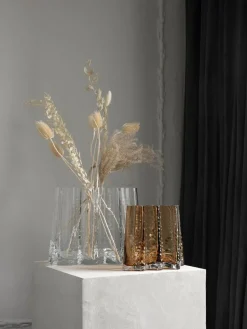 Cooee Design Mundgeblasene Glas-Vase Gry mit strukturierter Oberfläche, H 19 cm