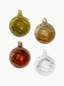 ferm LIVING Mundgeblasene Glas-Weihnachtskugeln Twirl, 4er-Set