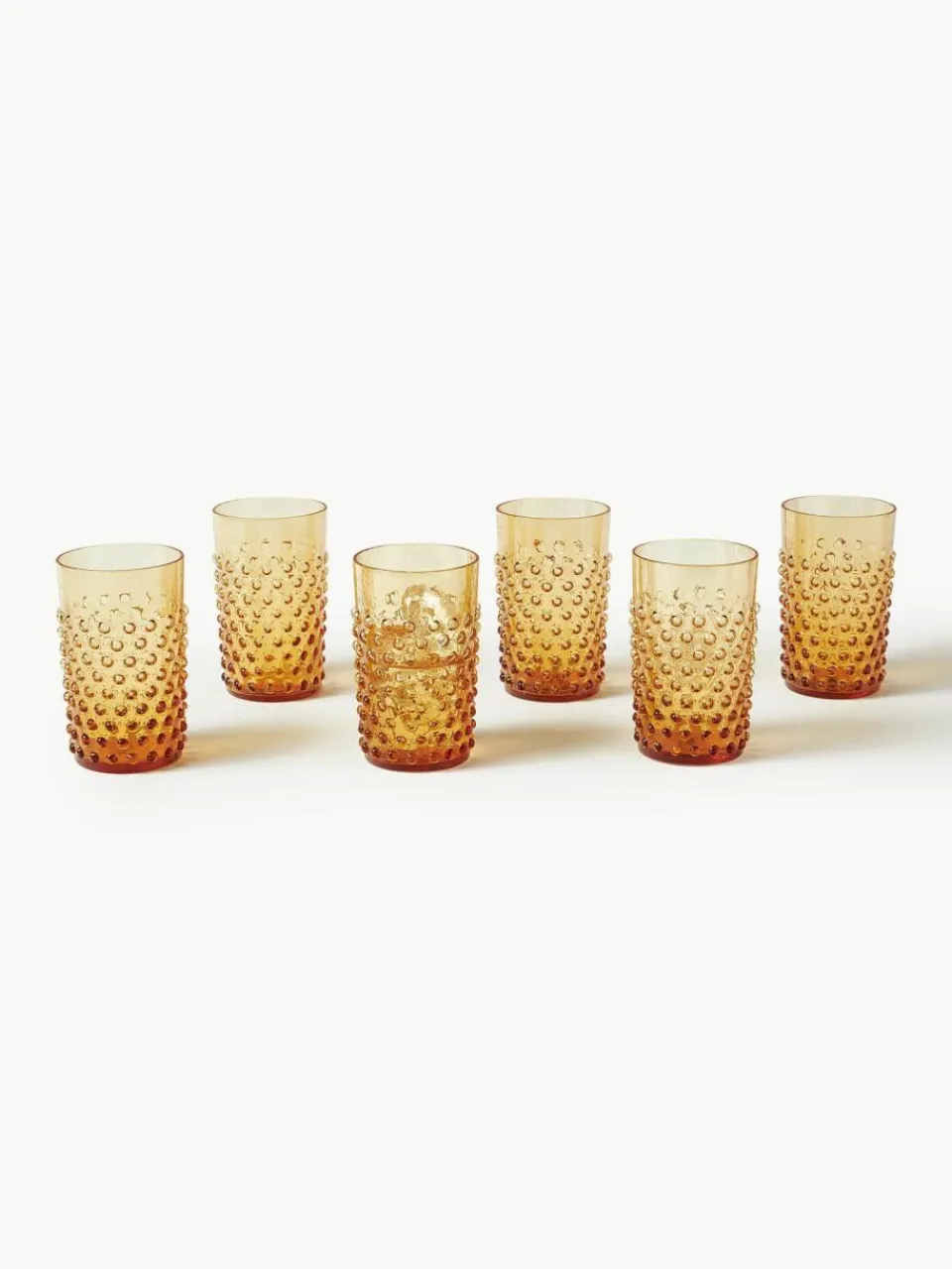 Anna von Lipa Mundgeblasene Wassergläser Hobnail, 6 Stück