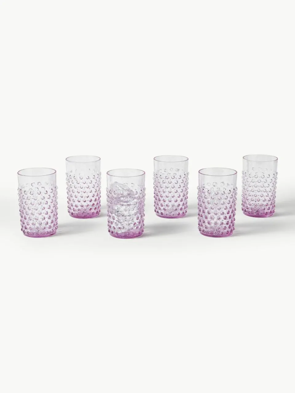 Anna von Lipa Mundgeblasene Wassergläser Hobnail, 6 Stück