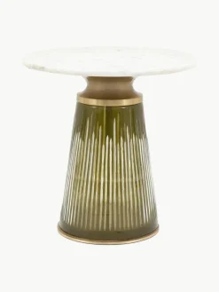 Westwing Mundgeblasener Glas-Beistelltisch Seville mit Marmor-Tischplatte, rund