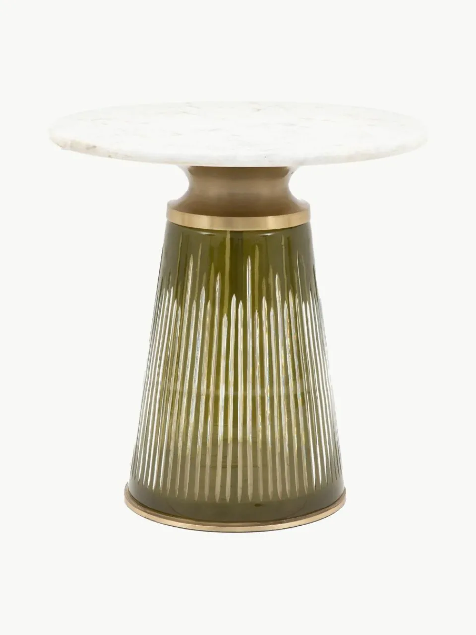 Westwing Mundgeblasener Glas-Beistelltisch Seville mit Marmor-Tischplatte, rund