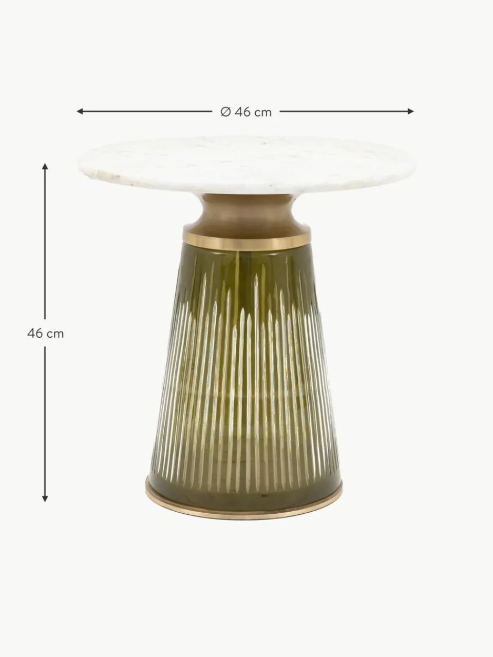 Westwing Mundgeblasener Glas-Beistelltisch Seville mit Marmor-Tischplatte, rund