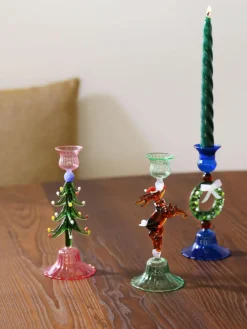 &k amsterdam Mundgeblasener Glas-Kerzenhalter Merry Tree