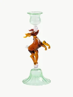 &k amsterdam Mundgeblasener Glas-Kerzenhalter Reindeer