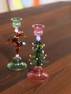 &k amsterdam Mundgeblasener Glas-Kerzenhalter Reindeer