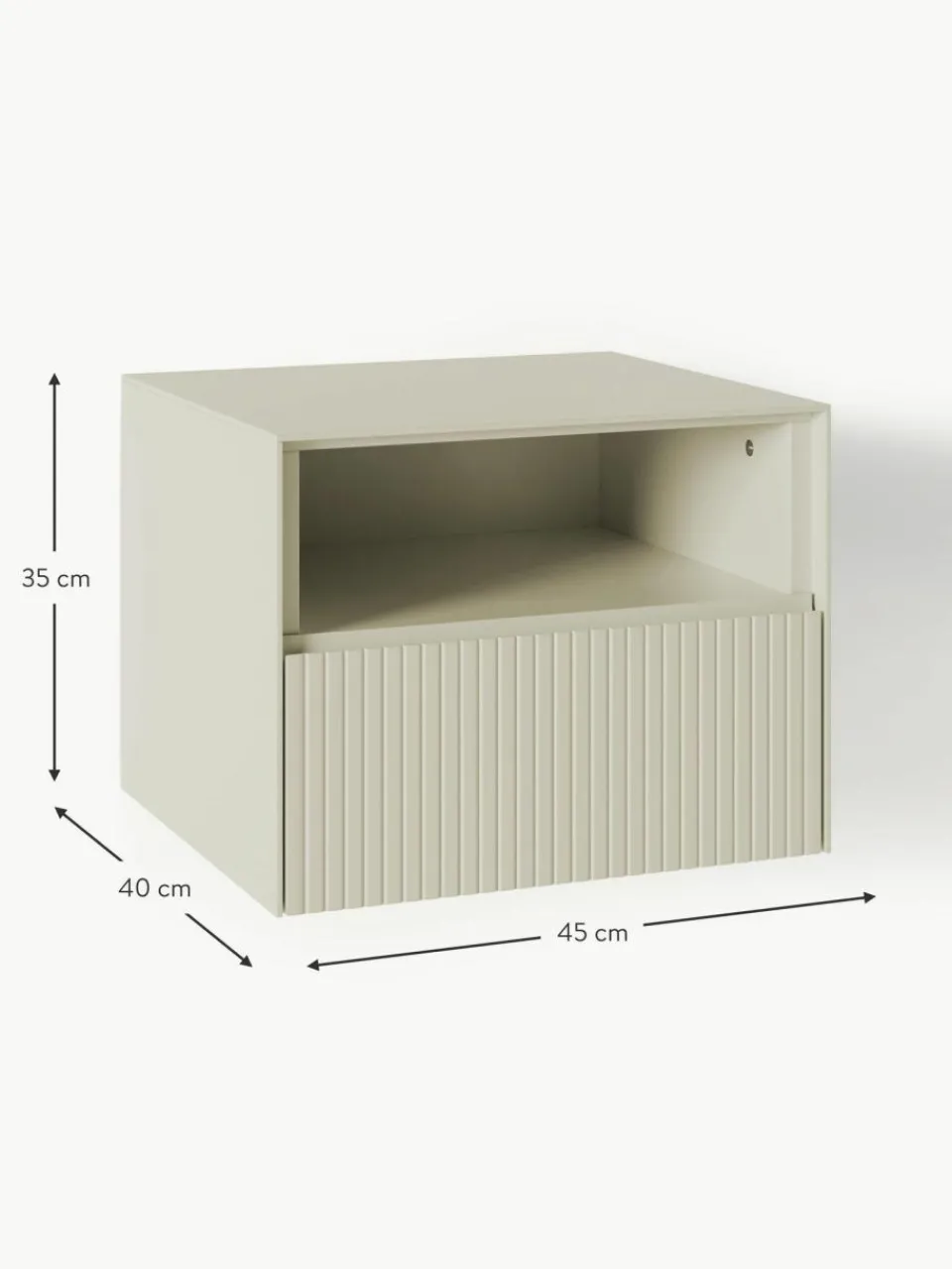 Westwing Collection Nachttisch Shea mit geriffelter Front