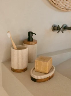 Andrea House Ovale Seifenschale Laura mit Holz-Dekor