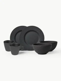 Villeroy & Boch Porzellan-Frühstücks-Set Manufacture Rock, 2 Personen (6-tlg.)