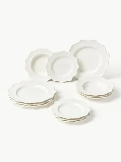 Westwing Collection Porzellan-Geschirr-Set Grace, 4 Personen (12-tlg.)