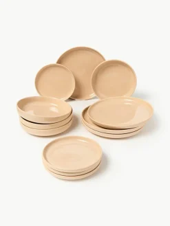 Westwing Collection Porzellan-Geschirr-Set Nessa, 4 Personen (12-tlg.)