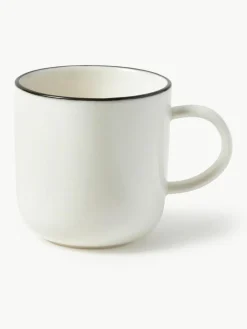 Westwing Collection Porzellan-Kaffeetassen Facile mit Untertassen, 2 Stück
