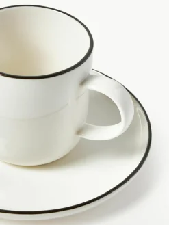 Westwing Collection Porzellan-Kaffeetassen Facile mit Untertassen, 2 Stück