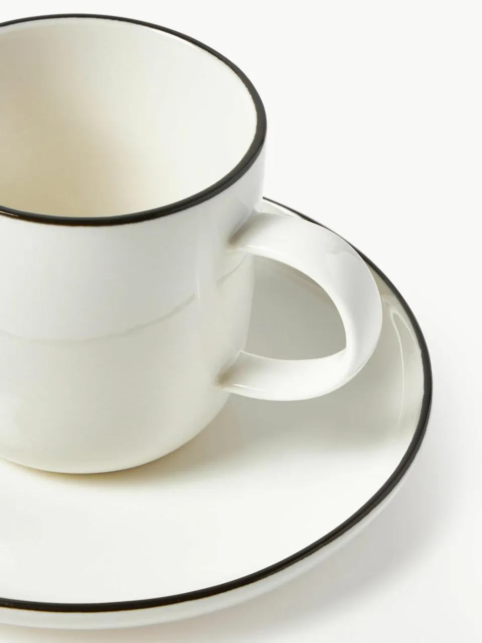 Westwing Collection Porzellan-Kaffeetassen Facile mit Untertassen, 2 Stück