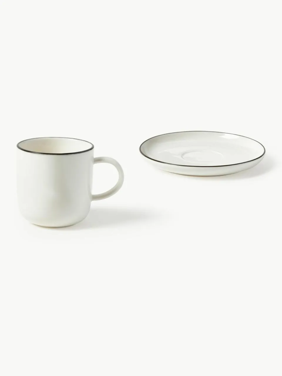 Westwing Collection Porzellan-Kaffeetassen Facile mit Untertassen, 2 Stück