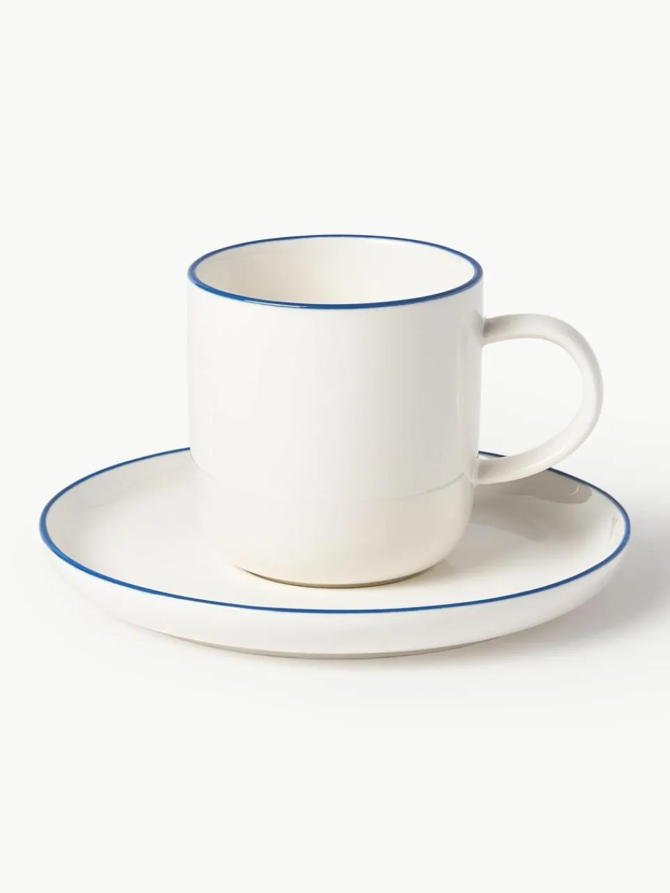 Westwing Collection Porzellan-Kaffeetassen Facile mit Untertassen, 2 Stück