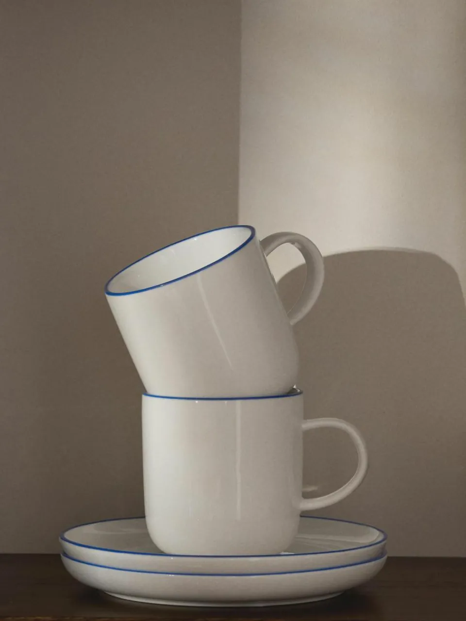 Westwing Collection Porzellan-Kaffeetassen Facile mit Untertassen, 2 Stück