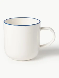 Westwing Collection Porzellan-Kaffeetassen Facile mit Untertassen, 2 Stück